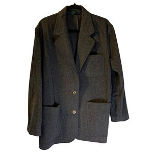 VTG J Crew Women's Slouchy Wool Cashmere Jacket Size M Charcoal Preppy Office